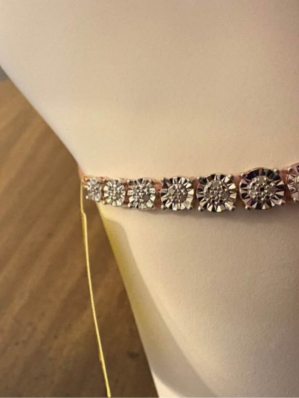 0.11 ct Natural Diamond Sterling Silver Adjustable Bracelet